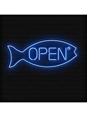 Biz Bu İşin Keyif Kısmındayız Open Yazılı ve Şekilli Neon Tabela