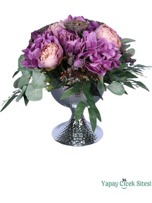 Yapay Çiçek Sitesi Metal Saksıda Premium Yapay Orkide Aranjmanı Model 7