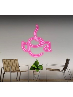 Biz Bu İşin Keyif Kısmındayız Tea Yazılı ve Şekilli Neon Tabela
