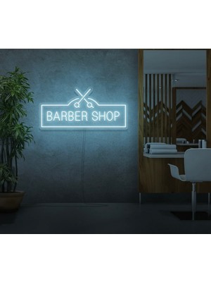 Biz Bu İşin Keyif Kısmındayız Barber Shop Yazılı ve Şekilli Neon Tabela