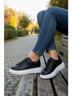 KAFKASLAR AYAKKABI Düz Kalın Tabalı Ortopedik Klasik Spor Model Sneaker Kadın Ayakkabı