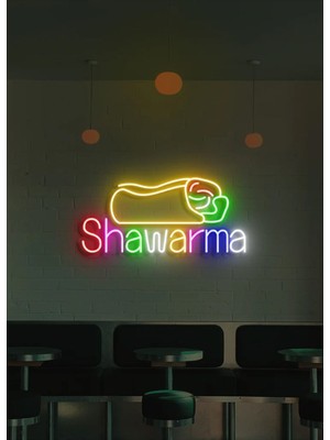 Biz Bu İşin Keyif Kısmındayız Shawarma Yazılı ve Şekilli Neon Tabela