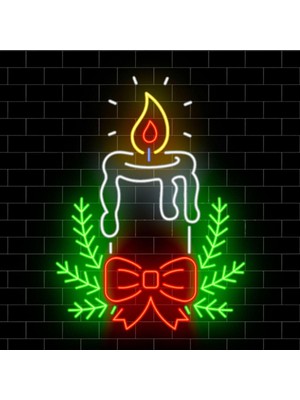 Biz Bu İşin Keyif Kısmındayız Noel Mum Yılbaşı Temalı Neon Tabela
