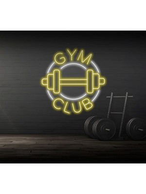 Biz Bu İşin Keyif Kısmındayız Gym Club Yazılı ve Şekilli Neon Tabela