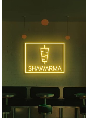 Biz Bu İşin Keyif Kısmındayız Shawarma Yazılı ve Şekilli Neon Tabela