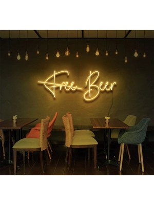 Biz Bu İşin Keyif Kısmındayız Free Beer Yazılı Neon Tabela