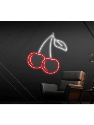 Biz Bu İşin Keyif Kısmındayız Kiraz Figürlü Neon Tabela