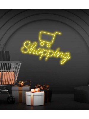 Biz Bu İşin Keyif Kısmındayız Shopping Yazılı ve Şekilli Neon Tabela
