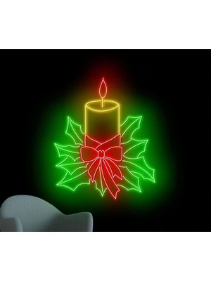 Biz Bu İşin Keyif Kısmındayız Noel Mum Yılbaşı Temalı Neon Tabela