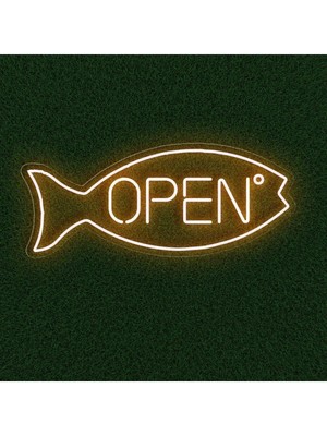 Biz Bu İşin Keyif Kısmındayız Open Yazılı ve Şekilli Neon Tabela
