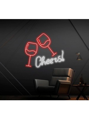 Biz Bu İşin Keyif Kısmındayız Cheers! Yazılı ve Şekilli Neon Tabela