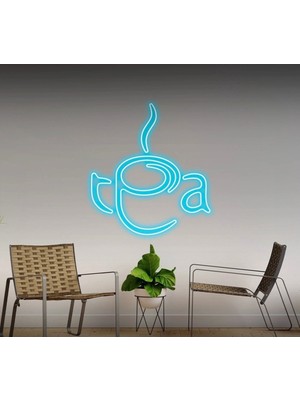 Biz Bu İşin Keyif Kısmındayız Tea Yazılı ve Şekilli Neon Tabela