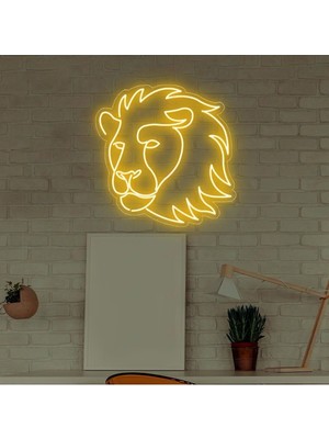 Biz Bu İşin Keyif Kısmındayız Aslan Figürlü Neon Tabela