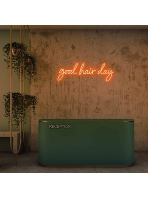 Biz Bu İşin Keyif Kısmındayız Good Hair Day Yazılı Neon Tabela