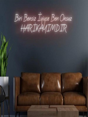 Biz Bu İşin Keyif Kısmındayız Biri Bensiz Iyiyse Ben Onsuz Harikayımdır Yazılı Neon Tabela