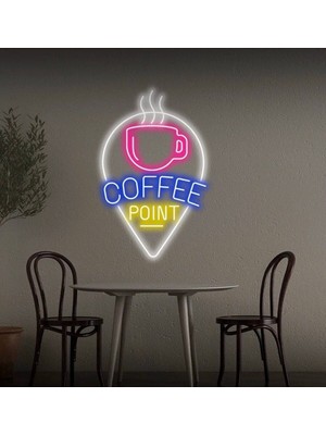 Biz Bu İşin Keyif Kısmındayız Coffee Poınt Yazılı ve Şekilli Neon Tabela