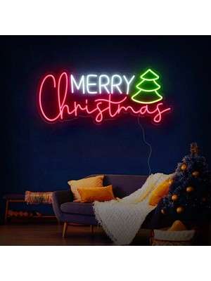 Biz Bu İşin Keyif Kısmındayız Merry Christmas Yazılı ve Şekilli Neon Tabela