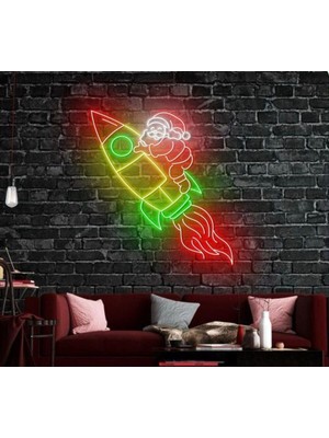 Biz Bu İşin Keyif Kısmındayız Noel Baba Figürlü Neon Tabela