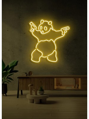 Biz Bu İşin Keyif Kısmındayız Panda Figürlü Neon Tabela