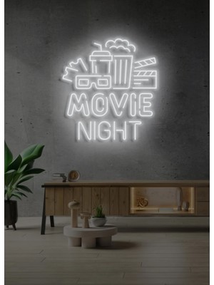 Biz Bu İşin Keyif Kısmındayız Movıe Nıght Yazılı ve Şekilli Neon Tabela
