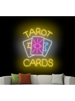 Biz Bu İşin Keyif Kısmındayız Tarot Cards Yazılı ve Şekilli Neon Tabela