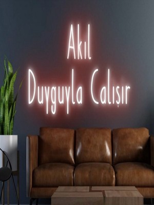 Biz Bu İşin Keyif Kısmındayız Akıl Duyguyla Çalışır Yazılı Neon Tabela