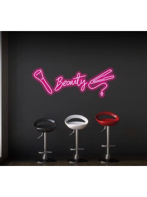 Biz Bu İşin Keyif Kısmındayız Beauty Yazılı ve Şekilli Neon Tabela