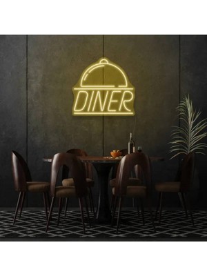 Biz Bu İşin Keyif Kısmındayız Restoranlara Özel Diner Yazılı ve Şekilli Neon Tabela