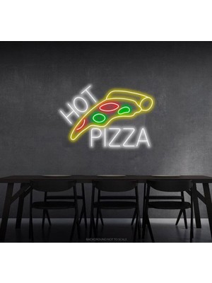 Biz Bu İşin Keyif Kısmındayız Hot Pizza Yazılı ve Pizza Şekilli Neon Tabela