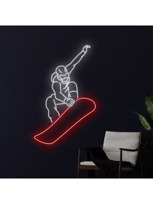 Biz Bu İşin Keyif Kısmındayız Snowboard Yapan Insan Figürlü Neon Tabela