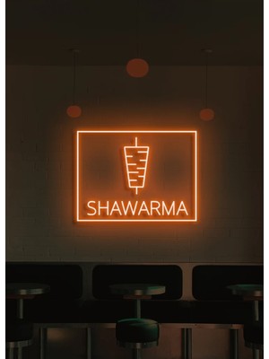 Biz Bu İşin Keyif Kısmındayız Shawarma Yazılı ve Şekilli Neon Tabela