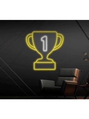 Biz Bu İşin Keyif Kısmındayız Birinci Yazılı Kupa Figürlü Neon Tabela