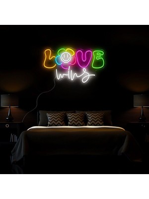 Biz Bu İşin Keyif Kısmındayız Love Wins Yazılı Neon Tabela
