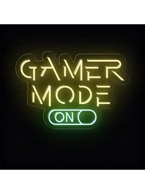 Biz Bu İşin Keyif Kısmındayız Gamer Mode On Yazılı ve Şekilli Neon Tabela