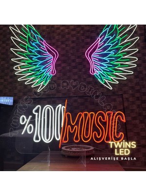Biz Bu İşin Keyif Kısmındayız %100/MUSIC Yazılı Neon Tabela