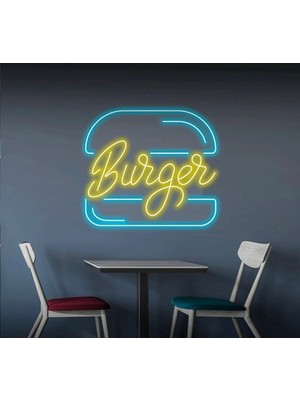 Biz Bu İşin Keyif Kısmındayız Burger Yazılı ve Şekilli Neon Tabela