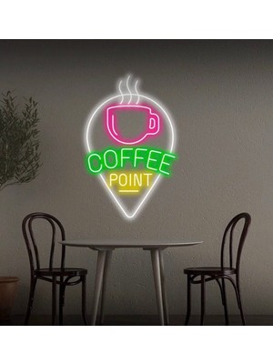 Biz Bu İşin Keyif Kısmındayız Coffee Poınt Yazılı ve Şekilli Neon Tabela