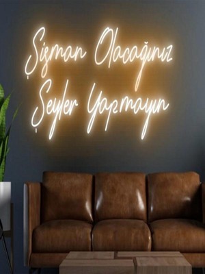 Biz Bu İşin Keyif Kısmındayız Şişman Olacağınız Şeyler Yapmayın Yazılı Neon Tabela