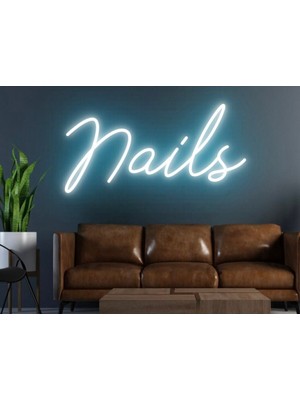 Biz Bu İşin Keyif Kısmındayız Nails Yazılı Neon Tabela