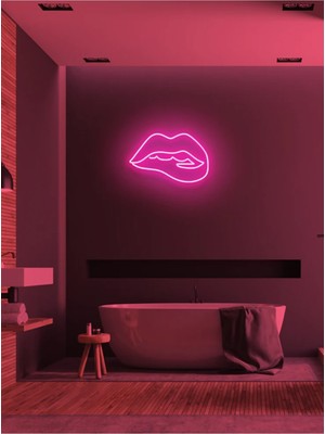 Biz Bu İşin Keyif Kısmındayız Dudak Figürlü Neon Tabela