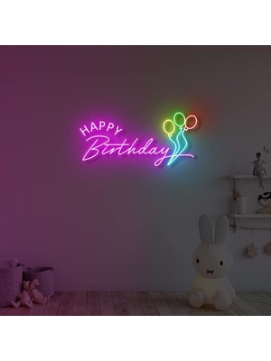 Biz Bu İşin Keyif Kısmındayız Happy Birthday Yazılı ve Şekilli Neon Tabela