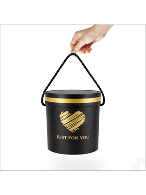 Süsle Bebek ve Parti Just For You Silindir Hediye Kutusu 15,5 cm Orta Boy – Siyah