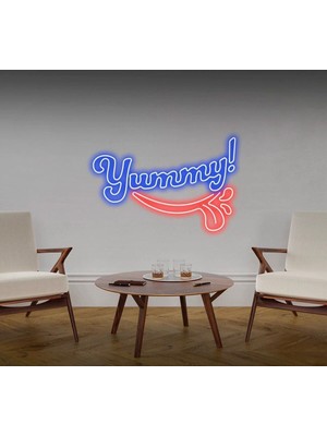 Biz Bu İşin Keyif Kısmındayız Yummy! Yazılı ve Şekilli Neon Tabela