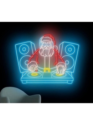 Biz Bu İşin Keyif Kısmındayız Dj Noel Baba Figürlü Neon Tabela