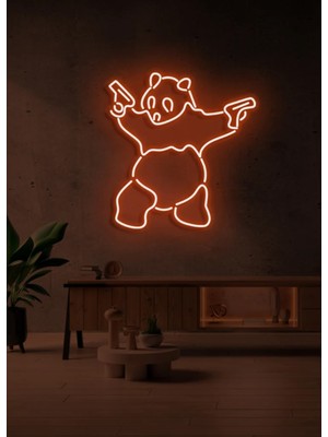 Biz Bu İşin Keyif Kısmındayız Panda Figürlü Neon Tabela