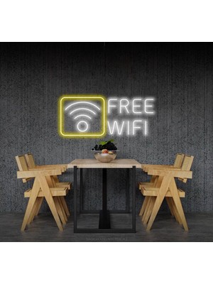 Biz Bu İşin Keyif Kısmındayız Free Wıfı Yazılı ve Şekilli Neon Tabela