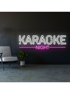 Biz Bu İşin Keyif Kısmındayız Karaoke Nıght Yazılı Neon Tabela