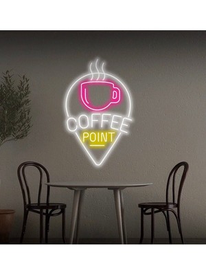 Biz Bu İşin Keyif Kısmındayız Coffee Poınt Yazılı ve Şekilli Neon Tabela