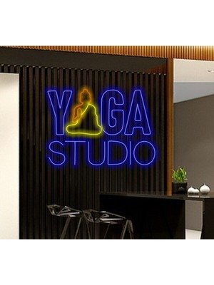 Biz Bu İşin Keyif Kısmındayız Yoga Studıo Yazılı ve Şekilli Neon Tabela