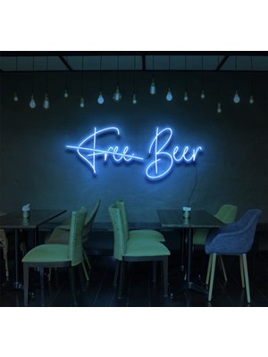 Biz Bu İşin Keyif Kısmındayız Free Beer Yazılı Neon Tabela